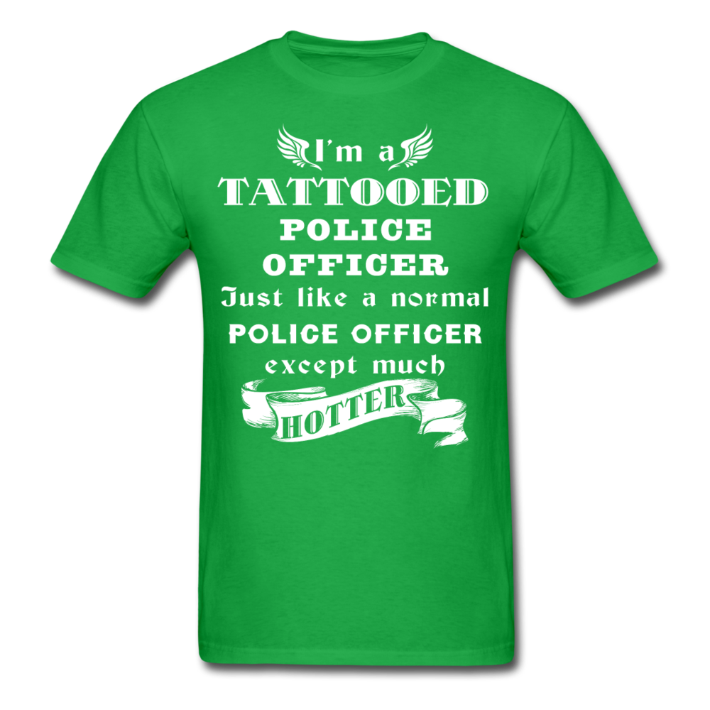 I'm a Tattooed Police Officer,... Much Hotter Unisex T-Shirt-Unisex Classic T-Shirt | Fruit of the Loom 3930-Teelime | shirts-hoodies-mugs