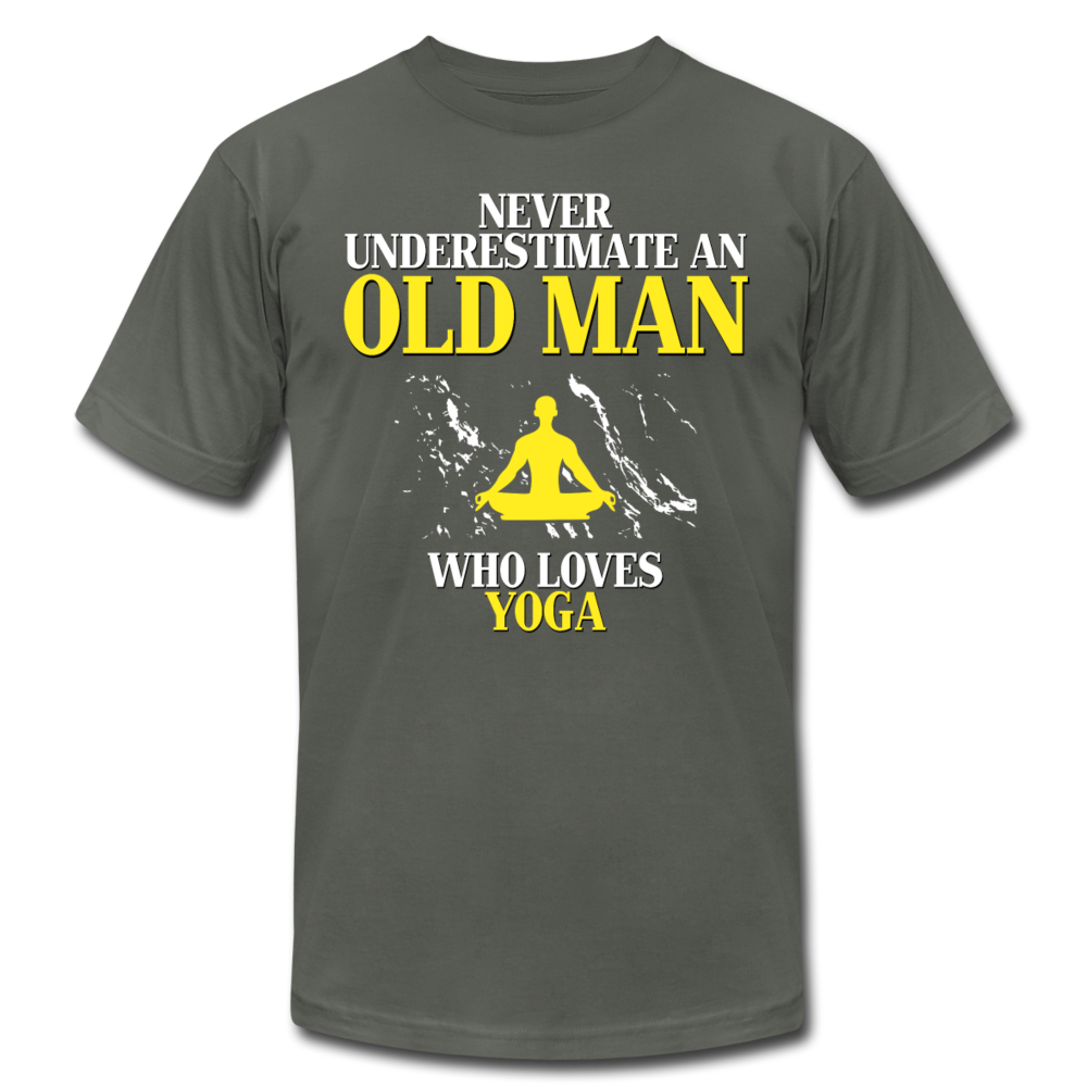 Never Underestimate An Old Man Who Loves Yoga Unisex Canvas T-Shirt-Unisex Jersey T-Shirt | Bella + Canvas 3001-Teelime | shirts-hoodies-mugs