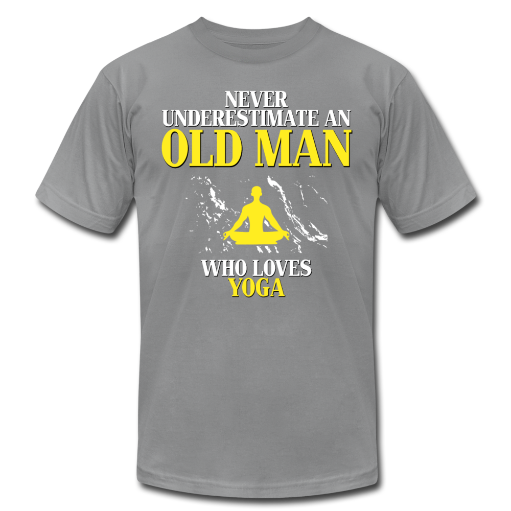 Never Underestimate An Old Man Who Loves Yoga Unisex Canvas T-Shirt-Unisex Jersey T-Shirt | Bella + Canvas 3001-Teelime | shirts-hoodies-mugs