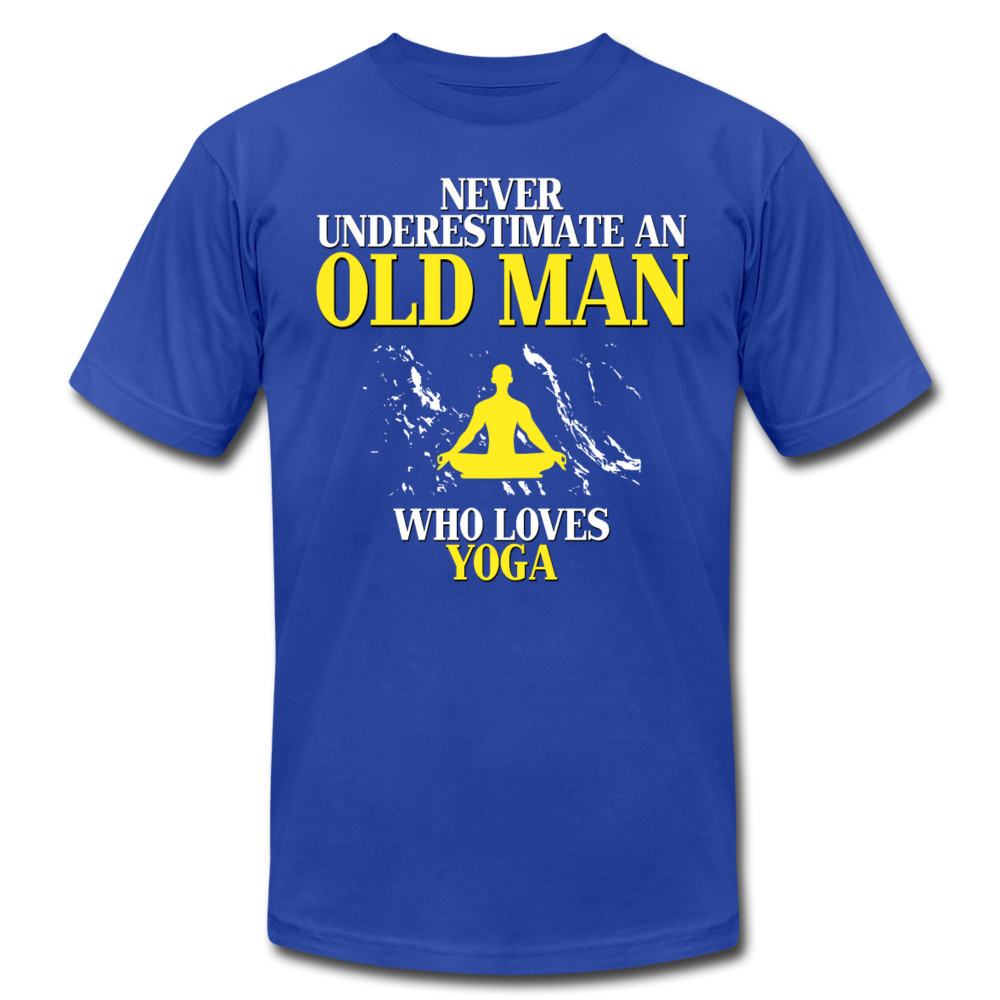 Never Underestimate An Old Man Who Loves Yoga Unisex Canvas T-Shirt-Unisex Jersey T-Shirt | Bella + Canvas 3001-Teelime | shirts-hoodies-mugs