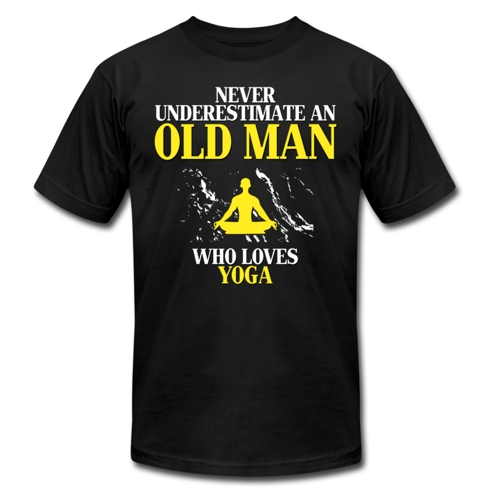 Never Underestimate An Old Man Who Loves Yoga Unisex Canvas T-Shirt-Unisex Jersey T-Shirt | Bella + Canvas 3001-Teelime | shirts-hoodies-mugs