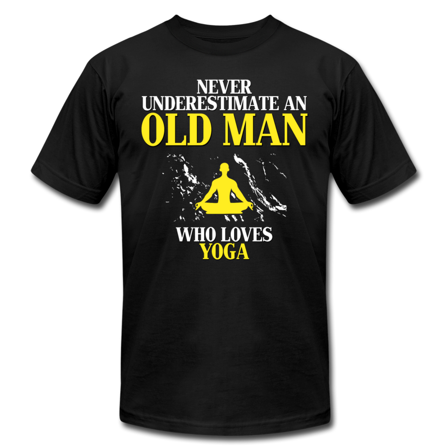 Never Underestimate An Old Man Who Loves Yoga Unisex Canvas T-Shirt-Unisex Jersey T-Shirt | Bella + Canvas 3001-Teelime | shirts-hoodies-mugs
