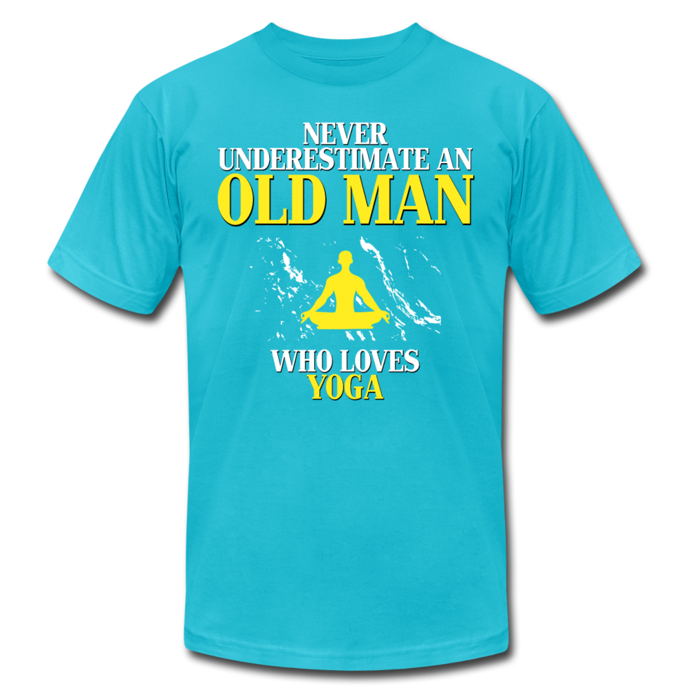 Never Underestimate An Old Man Who Loves Yoga Unisex Canvas T-Shirt-Unisex Jersey T-Shirt | Bella + Canvas 3001-Teelime | shirts-hoodies-mugs