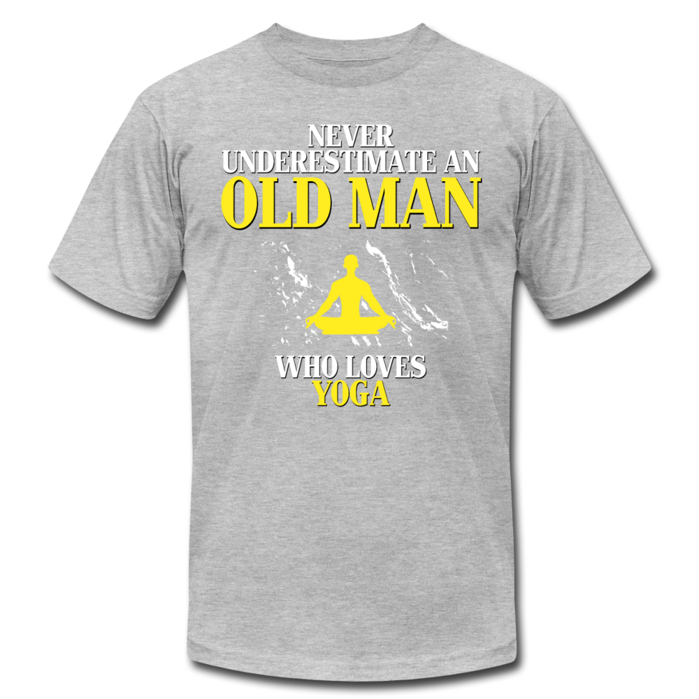 Never Underestimate An Old Man Who Loves Yoga Unisex Canvas T-Shirt-Unisex Jersey T-Shirt | Bella + Canvas 3001-Teelime | shirts-hoodies-mugs