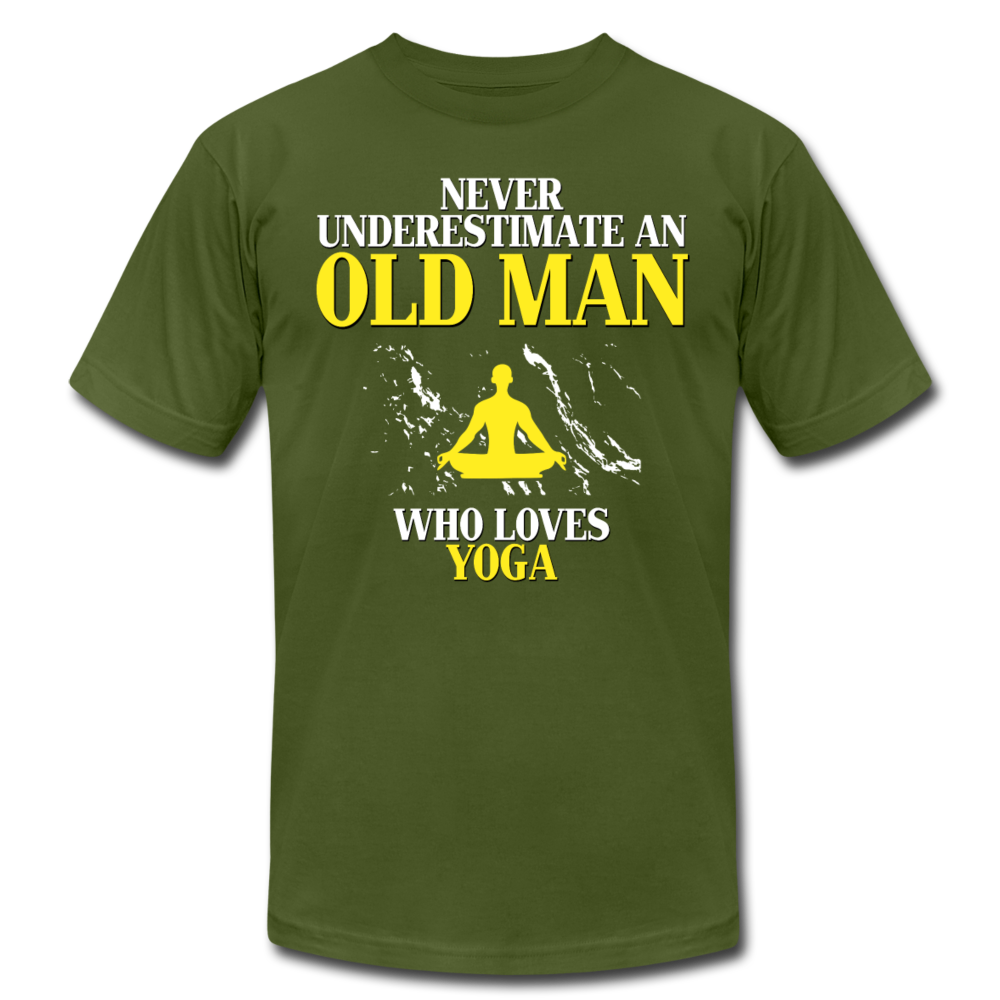 Never Underestimate An Old Man Who Loves Yoga Unisex Canvas T-Shirt-Unisex Jersey T-Shirt | Bella + Canvas 3001-Teelime | shirts-hoodies-mugs