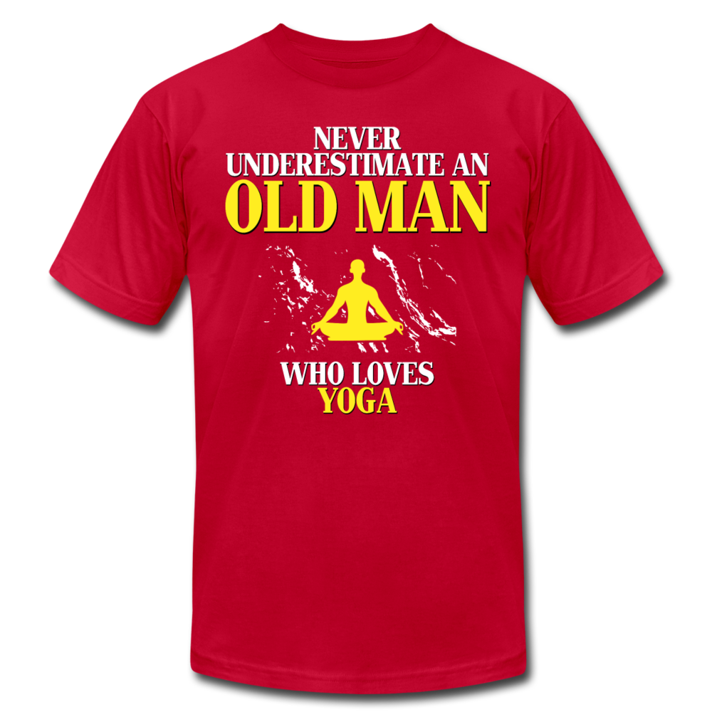 Never Underestimate An Old Man Who Loves Yoga Unisex Canvas T-Shirt-Unisex Jersey T-Shirt | Bella + Canvas 3001-Teelime | shirts-hoodies-mugs