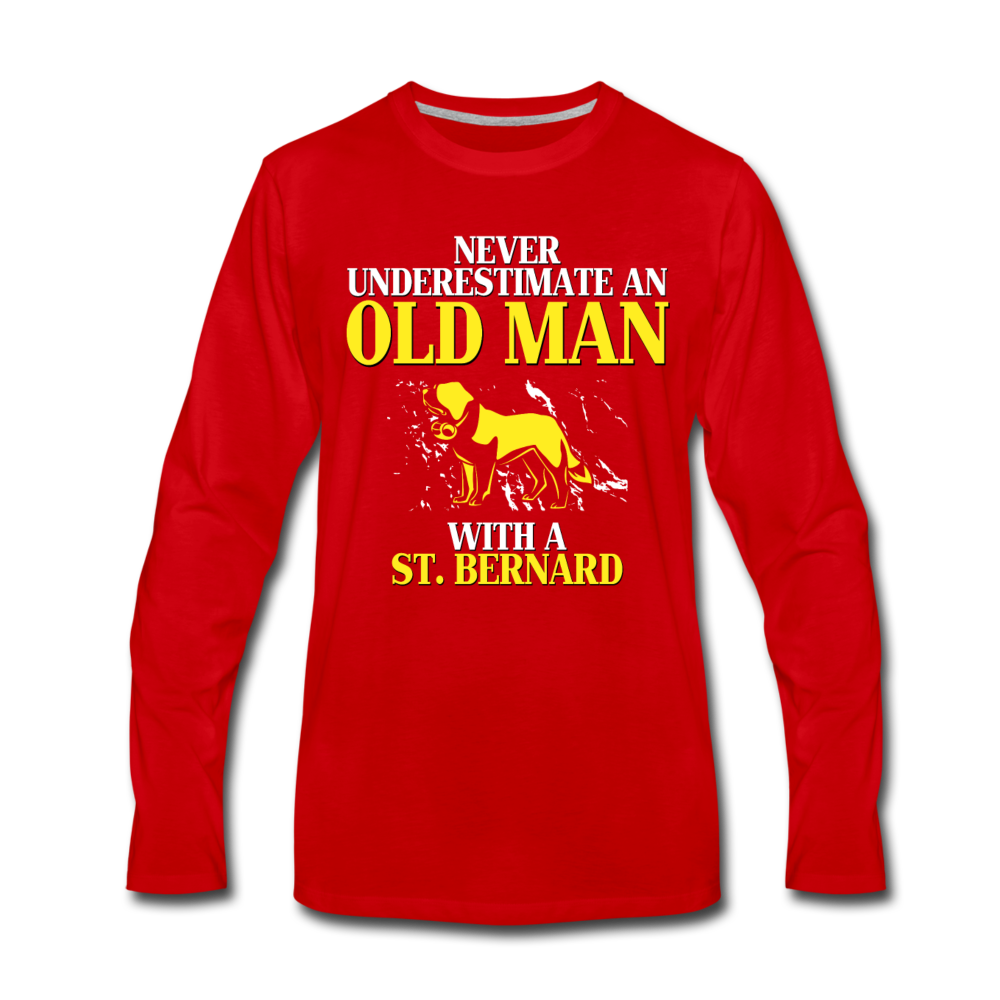 Never Underestimate An Old Man With a St. Bernard Unisex Longsleeve-Men's Premium Long Sleeve T-Shirt | Spreadshirt 875-Teelime | shirts-hoodies-mugs