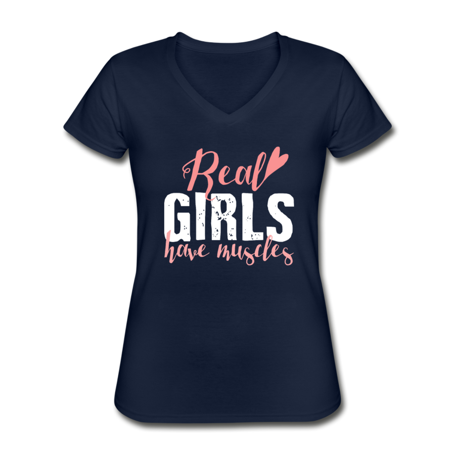 Real Girls Have Muscles Women's V-Neck T-Shirt-Women's V-Neck T-Shirt | Fruit of the Loom L39VR-Teelime | shirts-hoodies-mugs