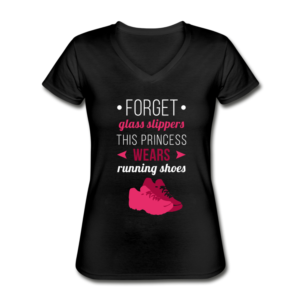 Forget glass slippers this princess wears Running shoes Women's V-Neck T-Shirt-Women's V-Neck T-Shirt | Fruit of the Loom L39VR-Teelime | shirts-hoodies-mugs