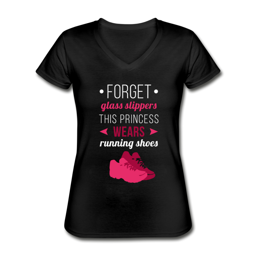 Forget glass slippers this princess wears Running shoes Women's V-Neck T-Shirt-Women's V-Neck T-Shirt | Fruit of the Loom L39VR-Teelime | shirts-hoodies-mugs