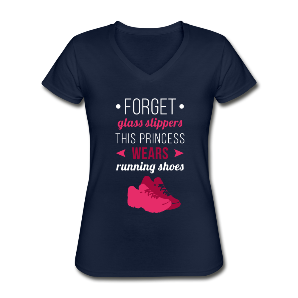 Forget glass slippers this princess wears Running shoes Women's V-Neck T-Shirt-Women's V-Neck T-Shirt | Fruit of the Loom L39VR-Teelime | shirts-hoodies-mugs