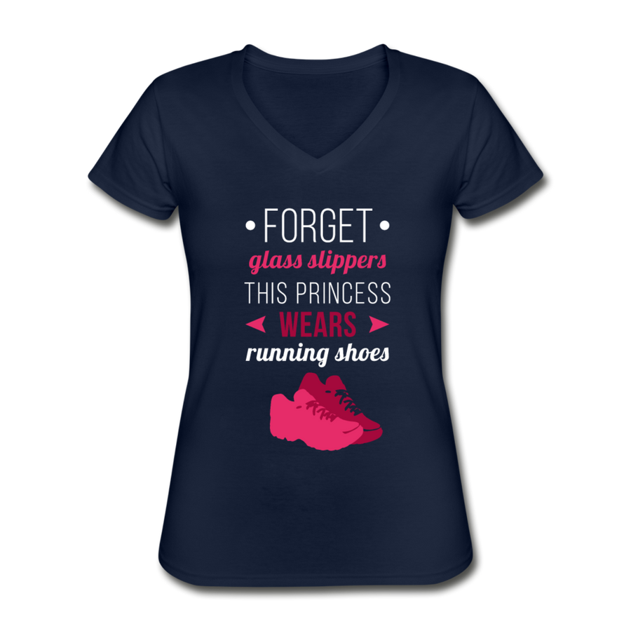 Forget glass slippers this princess wears Running shoes Women's V-Neck T-Shirt-Women's V-Neck T-Shirt | Fruit of the Loom L39VR-Teelime | shirts-hoodies-mugs