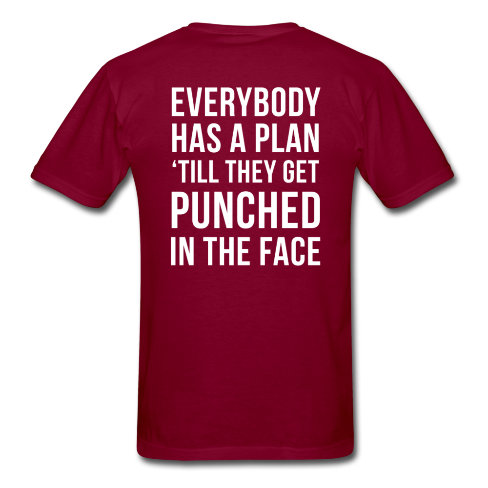 Everybody has a plan 'till they get punched in the face Back Print Unisex T-Shirt-Unisex Classic T-Shirt | Fruit of the Loom 3930-Teelime | shirts-hoodies-mugs