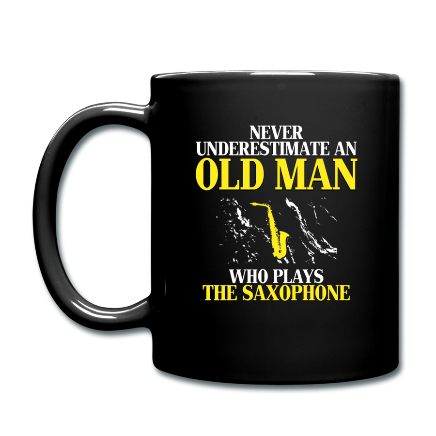 Never underestimate an old man who plays the saxophone Full color Mug