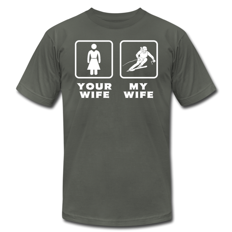 Skiing - Your wife My wife Unisex Canvas T-Shirt