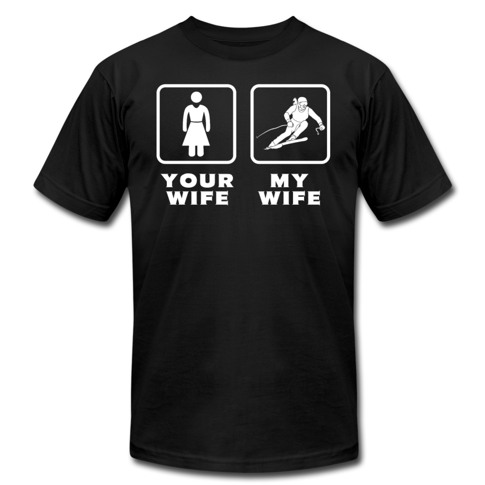 Skiing - Your wife My wife Unisex Canvas T-Shirt-Unisex Jersey T-Shirt | Bella + Canvas 3001-Teelime | shirts-hoodies-mugs
