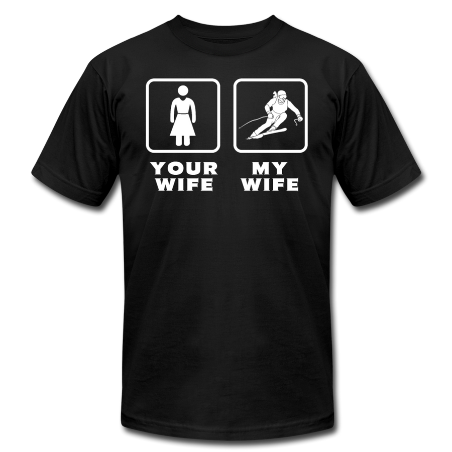 Skiing - Your wife My wife Unisex Canvas T-Shirt-Unisex Jersey T-Shirt | Bella + Canvas 3001-Teelime | shirts-hoodies-mugs