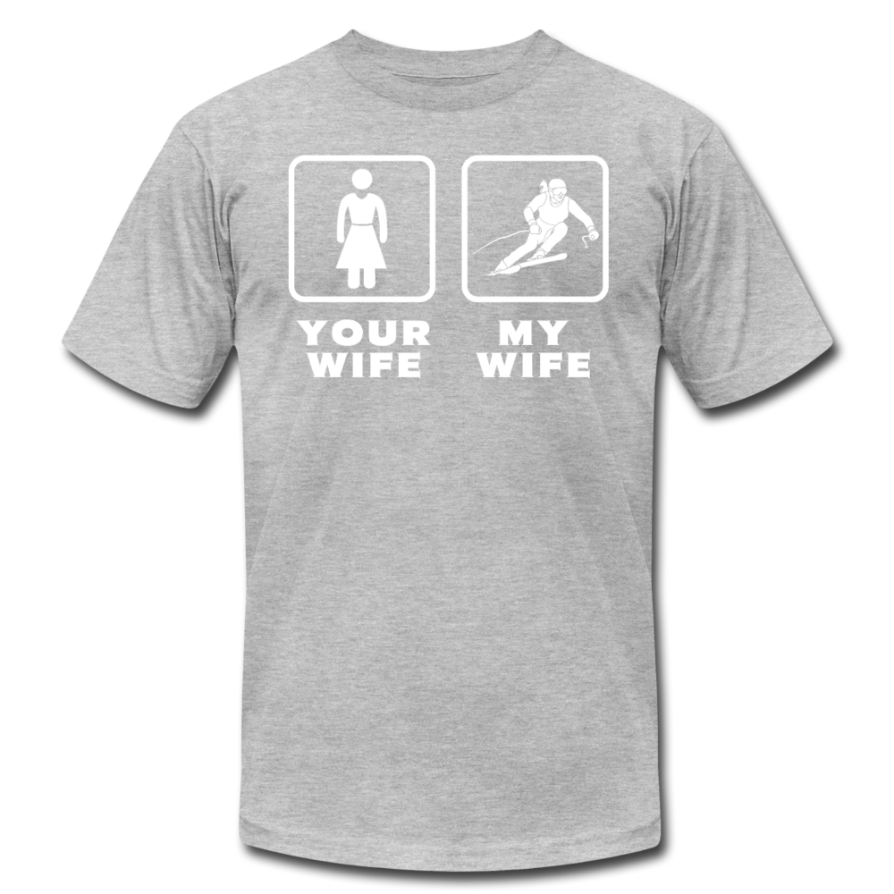 Skiing - Your wife My wife Unisex Canvas T-Shirt-Unisex Jersey T-Shirt | Bella + Canvas 3001-Teelime | shirts-hoodies-mugs