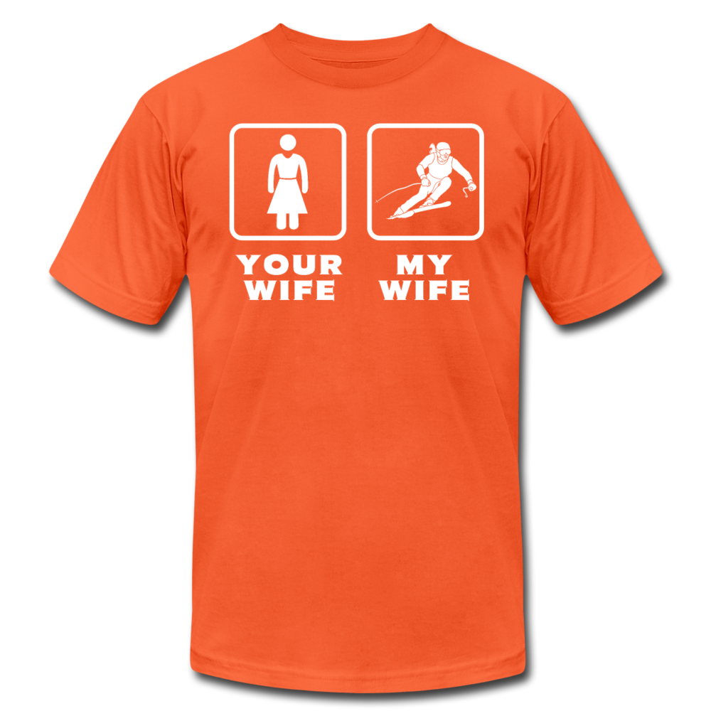 Skiing - Your wife My wife Unisex Canvas T-Shirt-Unisex Jersey T-Shirt | Bella + Canvas 3001-Teelime | shirts-hoodies-mugs