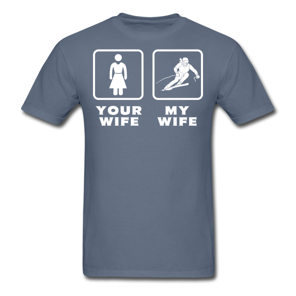 Skiing - Your wife My wife Unisex T-Shirt-Unisex Classic T-Shirt | Fruit of the Loom 3930-Teelime | shirts-hoodies-mugs