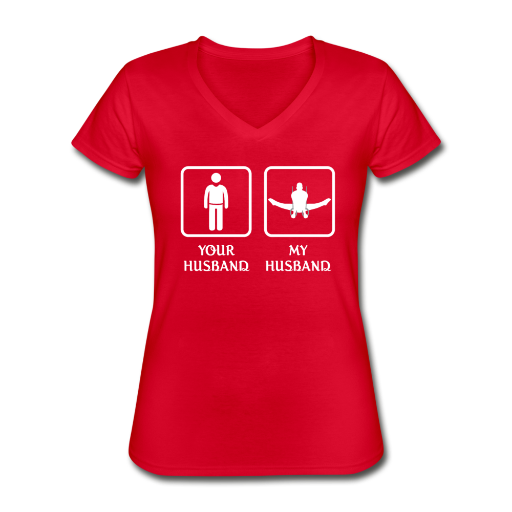 Gymnastics - Your husband My husband Women's V-Neck T-Shirt-Women's V-Neck T-Shirt | Fruit of the Loom L39VR-Teelime | shirts-hoodies-mugs
