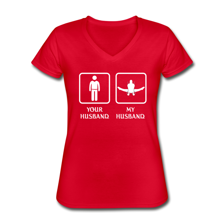 Gymnastics - Your husband My husband Women's V-Neck T-Shirt-Women's V-Neck T-Shirt | Fruit of the Loom L39VR-Teelime | shirts-hoodies-mugs