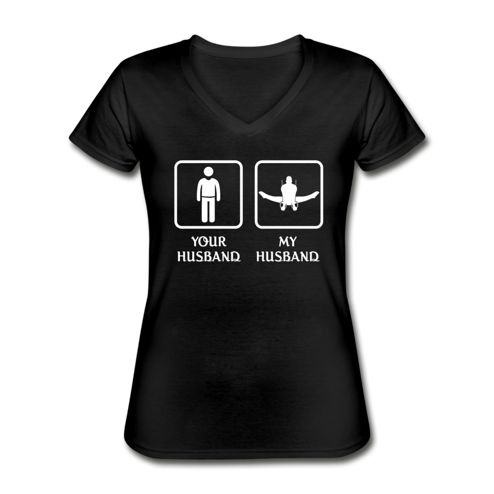 Gymnastics - Your husband My husband Women's V-Neck T-Shirt-Women's V-Neck T-Shirt | Fruit of the Loom L39VR-Teelime | shirts-hoodies-mugs