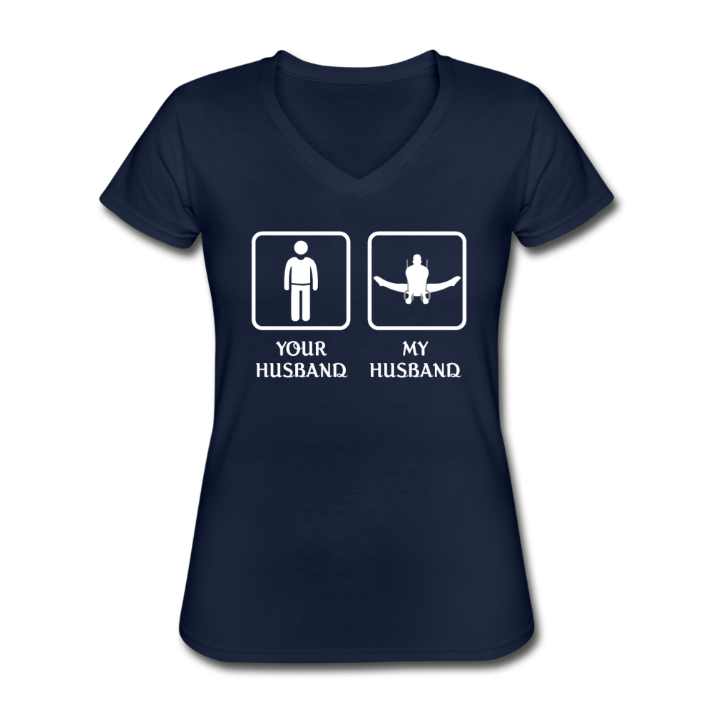 Gymnastics - Your husband My husband Women's V-Neck T-Shirt-Women's V-Neck T-Shirt | Fruit of the Loom L39VR-Teelime | shirts-hoodies-mugs