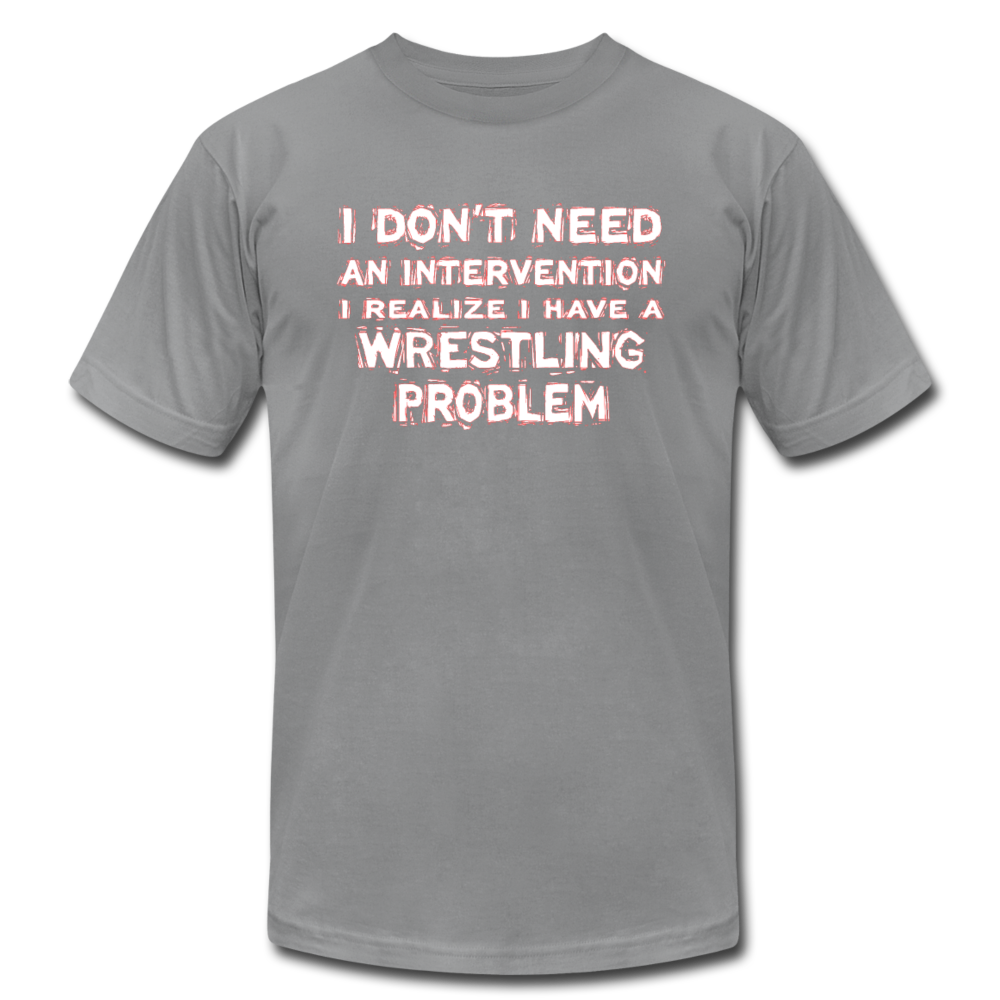 I don't need an intervention I realize I have a Wrestling problem Unisex Canvas T-Shirt-Unisex Jersey T-Shirt | Bella + Canvas 3001-Teelime | shirts-hoodies-mugs
