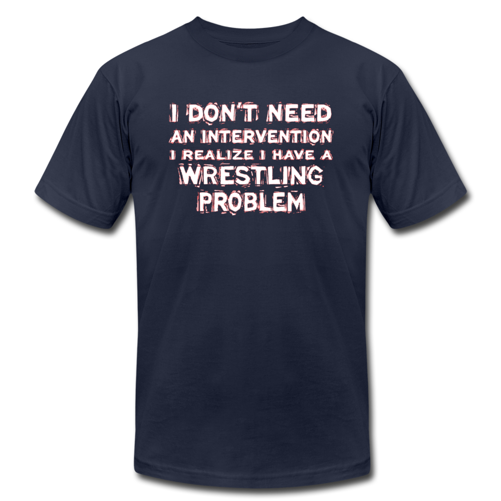 I don't need an intervention I realize I have a Wrestling problem Unisex Canvas T-Shirt-Unisex Jersey T-Shirt | Bella + Canvas 3001-Teelime | shirts-hoodies-mugs