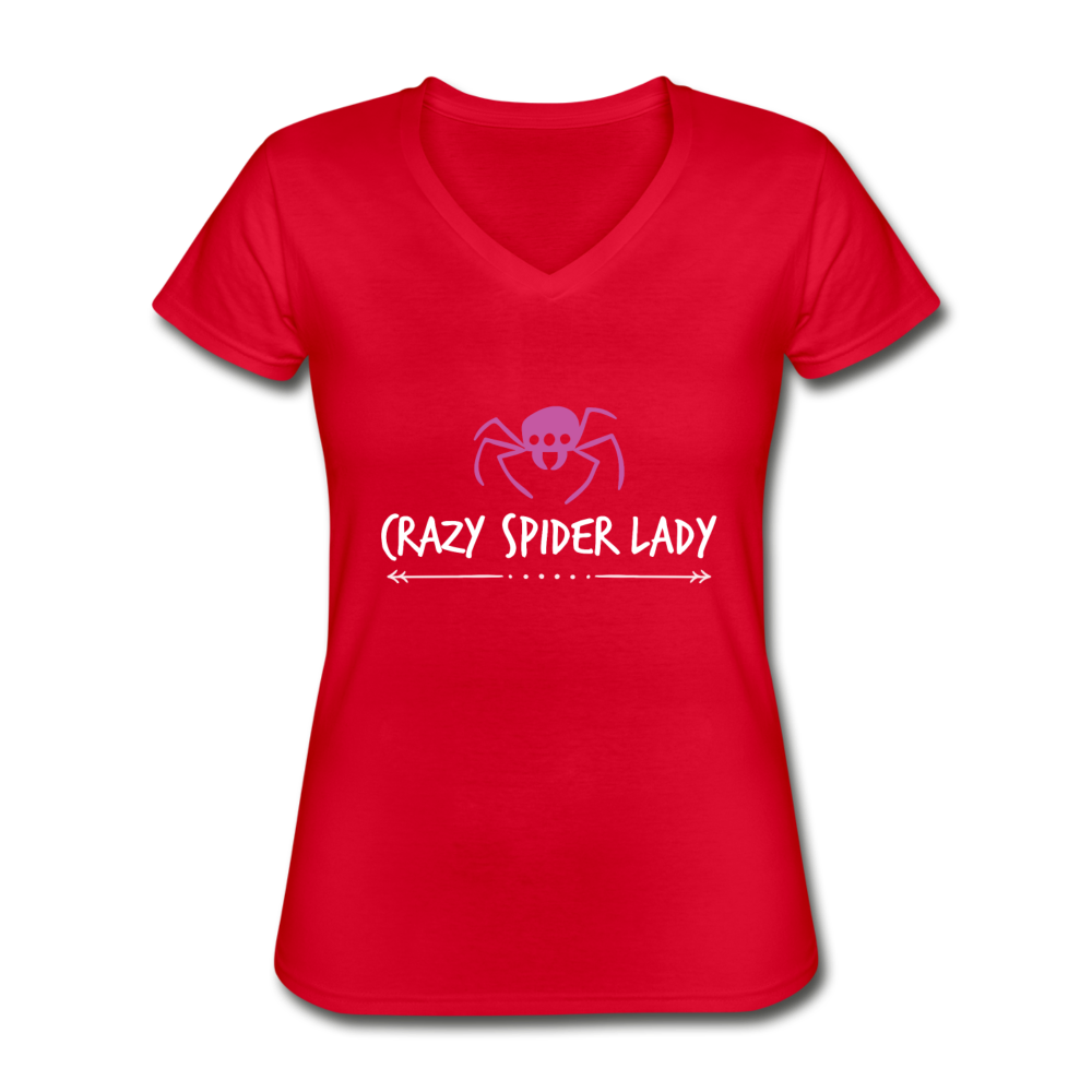 Crazy Spider Lady Women's V-Neck T-Shirt-Women's V-Neck T-Shirt | Fruit of the Loom L39VR-Teelime | shirts-hoodies-mugs