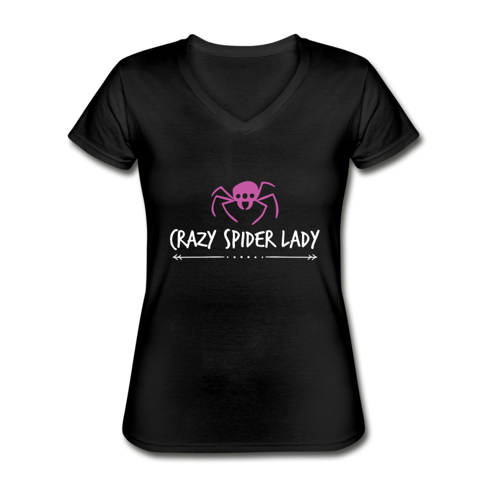 Crazy Spider Lady Women's V-Neck T-Shirt
