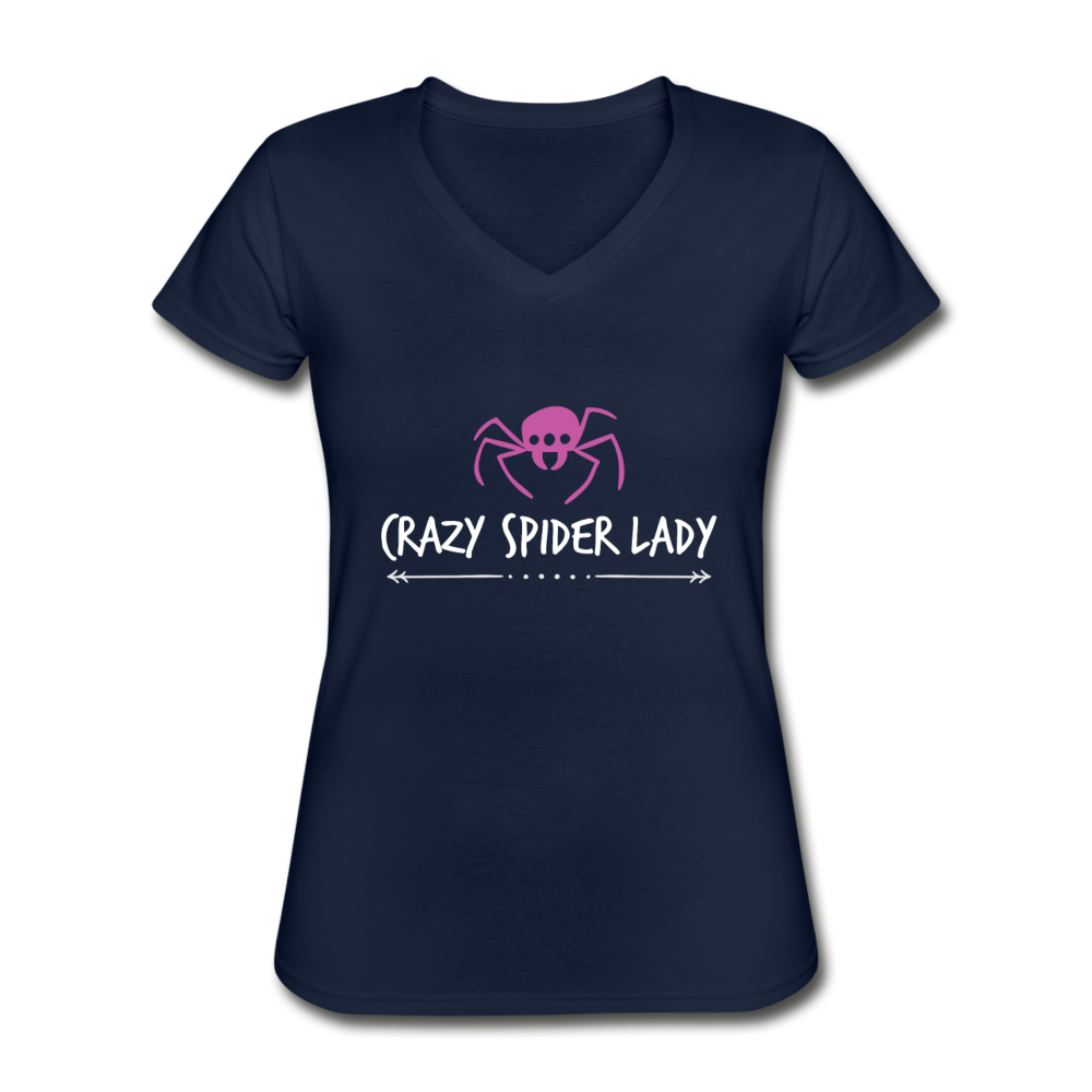 Crazy Spider Lady Women's V-Neck T-Shirt-Women's V-Neck T-Shirt | Fruit of the Loom L39VR-Teelime | shirts-hoodies-mugs