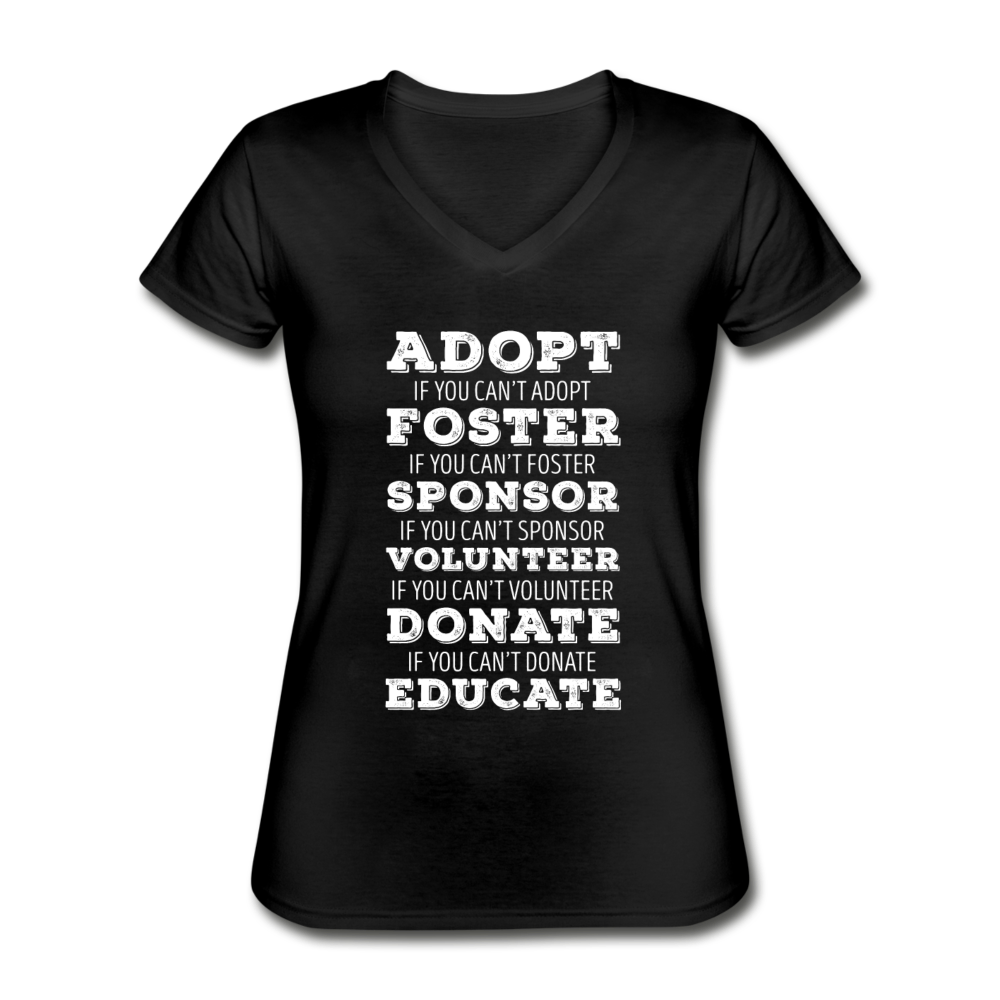 Adopt Foster Sponsor Volunteer Donate Educate Women's V-Neck T-Shirt-Women's V-Neck T-Shirt | Fruit of the Loom L39VR-Teelime | shirts-hoodies-mugs