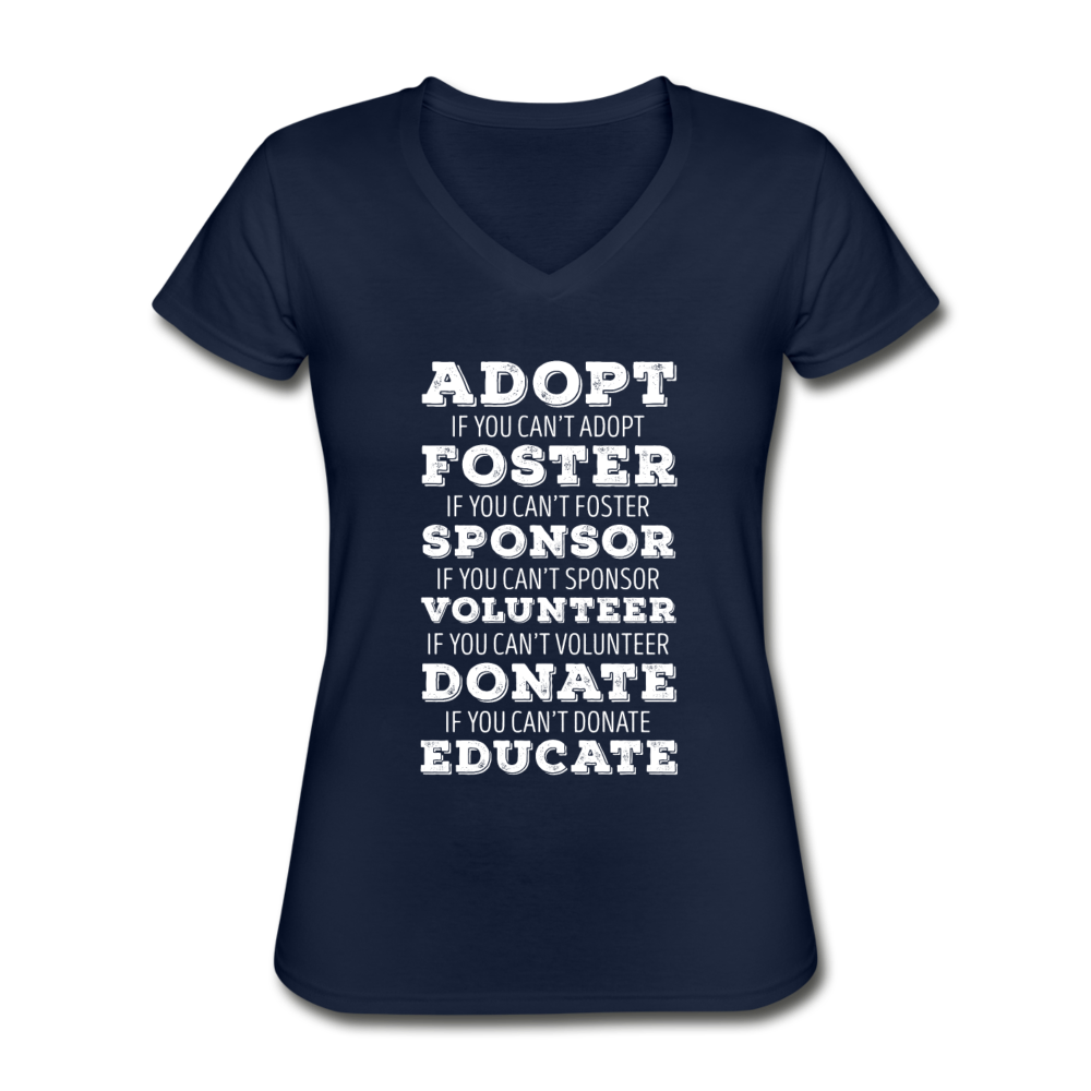 Adopt Foster Sponsor Volunteer Donate Educate Women's V-Neck T-Shirt-Women's V-Neck T-Shirt | Fruit of the Loom L39VR-Teelime | shirts-hoodies-mugs