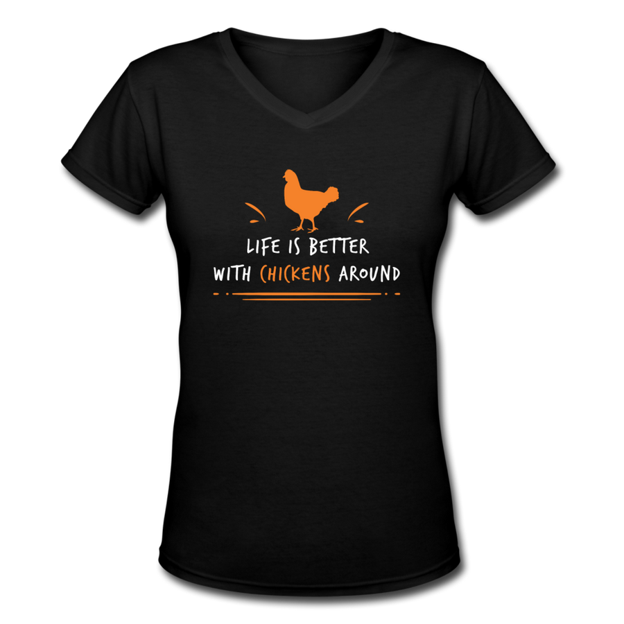 Chicken Shirt - Life Is Better - Animal Lover Gift Women's V-Neck T-Shirt-Women's V-Neck T-Shirt | LAT 3507-Teelime | shirts-hoodies-mugs