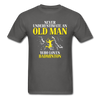Never underestimate an old man who loves badminton Unisex Classic T-Shirt-Unisex Classic T-Shirt | Fruit of the Loom 3930-Teelime | shirts-hoodies-mugs
