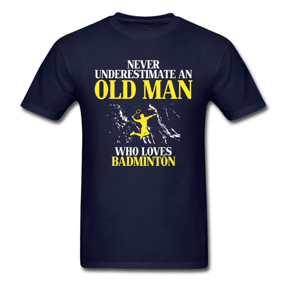 Never underestimate an old man who loves badminton Unisex Classic T-Shirt-Unisex Classic T-Shirt | Fruit of the Loom 3930-Teelime | shirts-hoodies-mugs