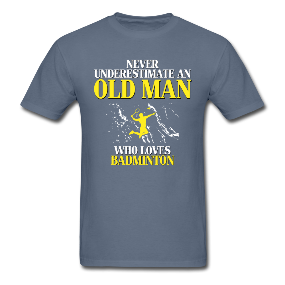 Never underestimate an old man who loves badminton Unisex Classic T-Shirt-Unisex Classic T-Shirt | Fruit of the Loom 3930-Teelime | shirts-hoodies-mugs