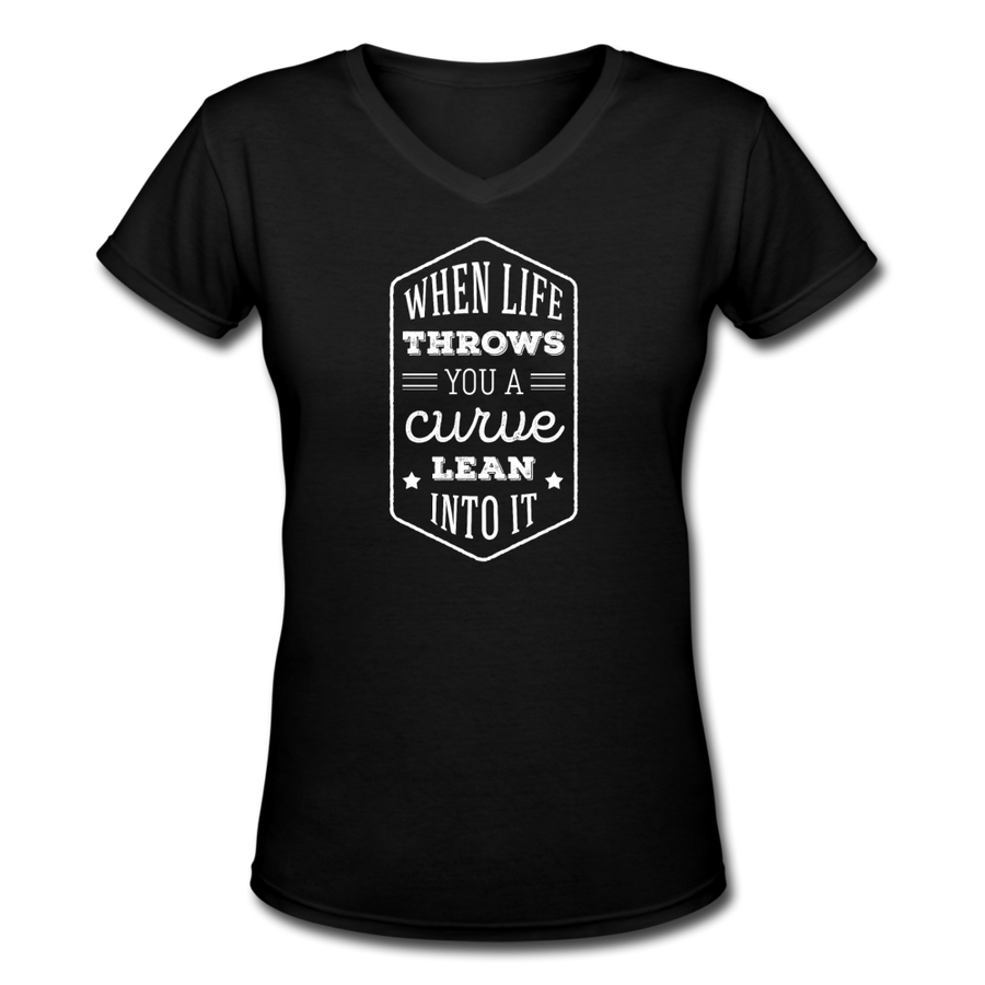 When life throws you a curve lean into it Women's V-Neck T-Shirt-Women's V-Neck T-Shirt | LAT 3507-Teelime | shirts-hoodies-mugs