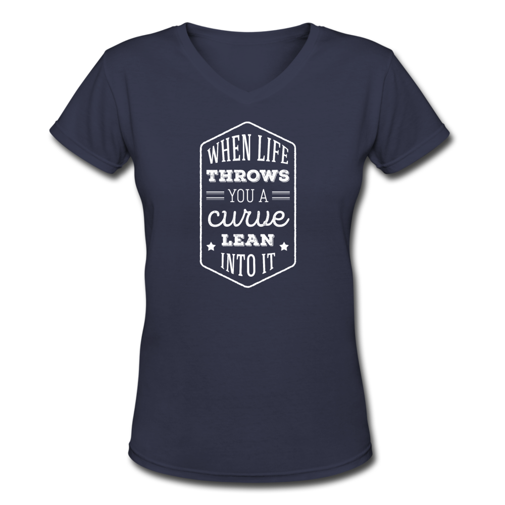 When life throws you a curve lean into it Women's V-Neck T-Shirt-Women's V-Neck T-Shirt | LAT 3507-Teelime | shirts-hoodies-mugs