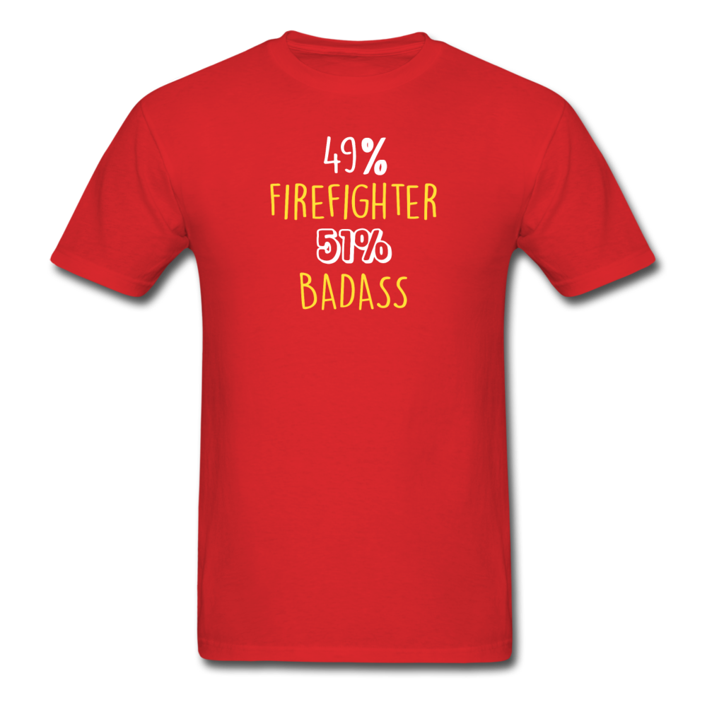 49% Firefighter 51% Badass Men's T-Shirt / red-Unisex Classic T-Shirt | Fruit of the Loom 3930-Teelime | shirts-hoodies-mugs