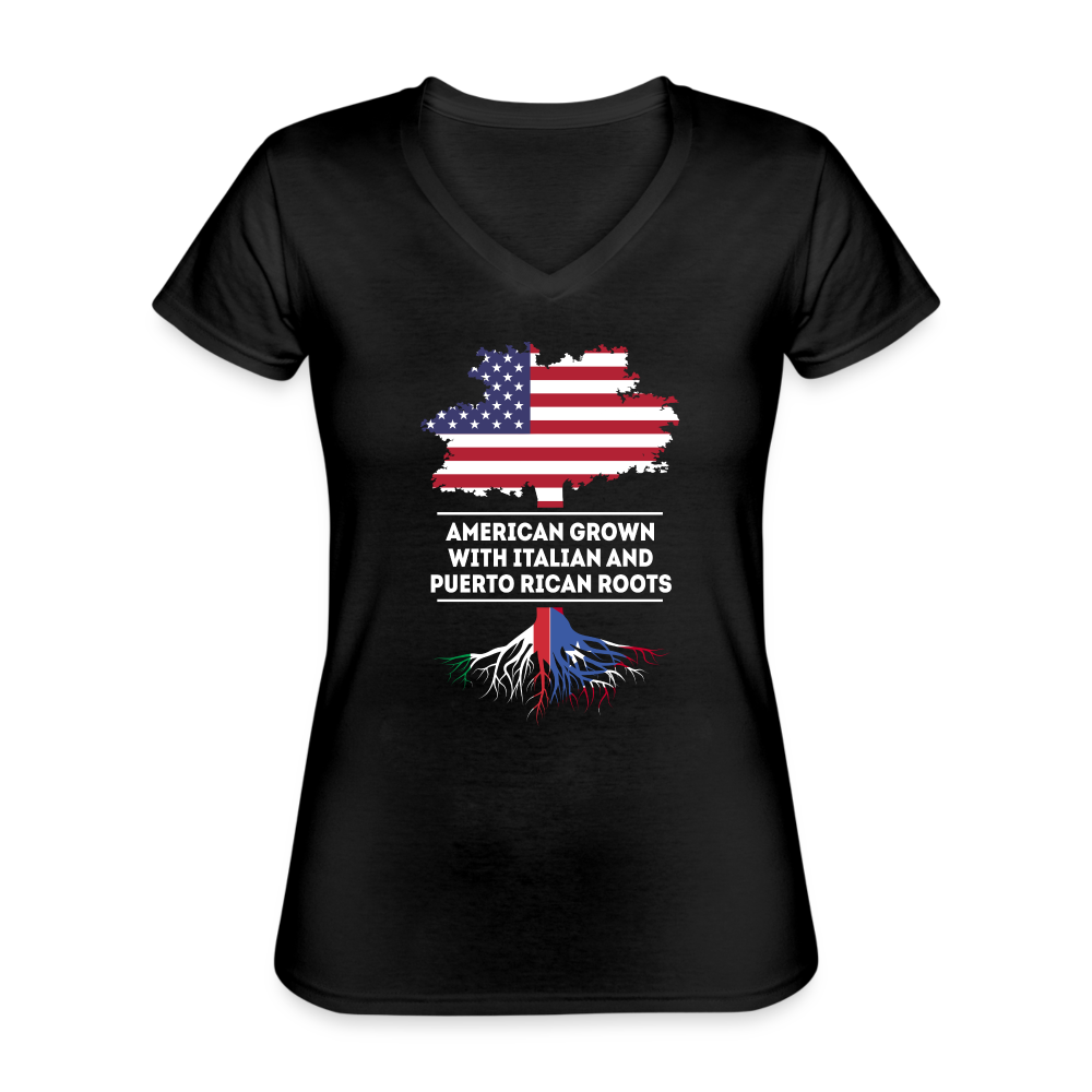 American grown with Italian and Puerto Rican roots Women's V-Neck T-Shirt-Women's V-Neck T-Shirt | Fruit of the Loom L39VR-Teelime | shirts-hoodies-mugs