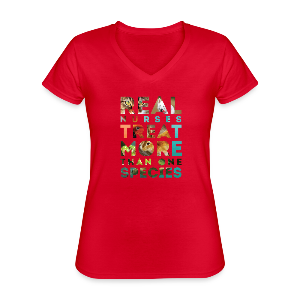 Real Nurses treat more than one species Women's V-Neck T-Shirt-Women's V-Neck T-Shirt | Fruit of the Loom L39VR-Teelime | shirts-hoodies-mugs
