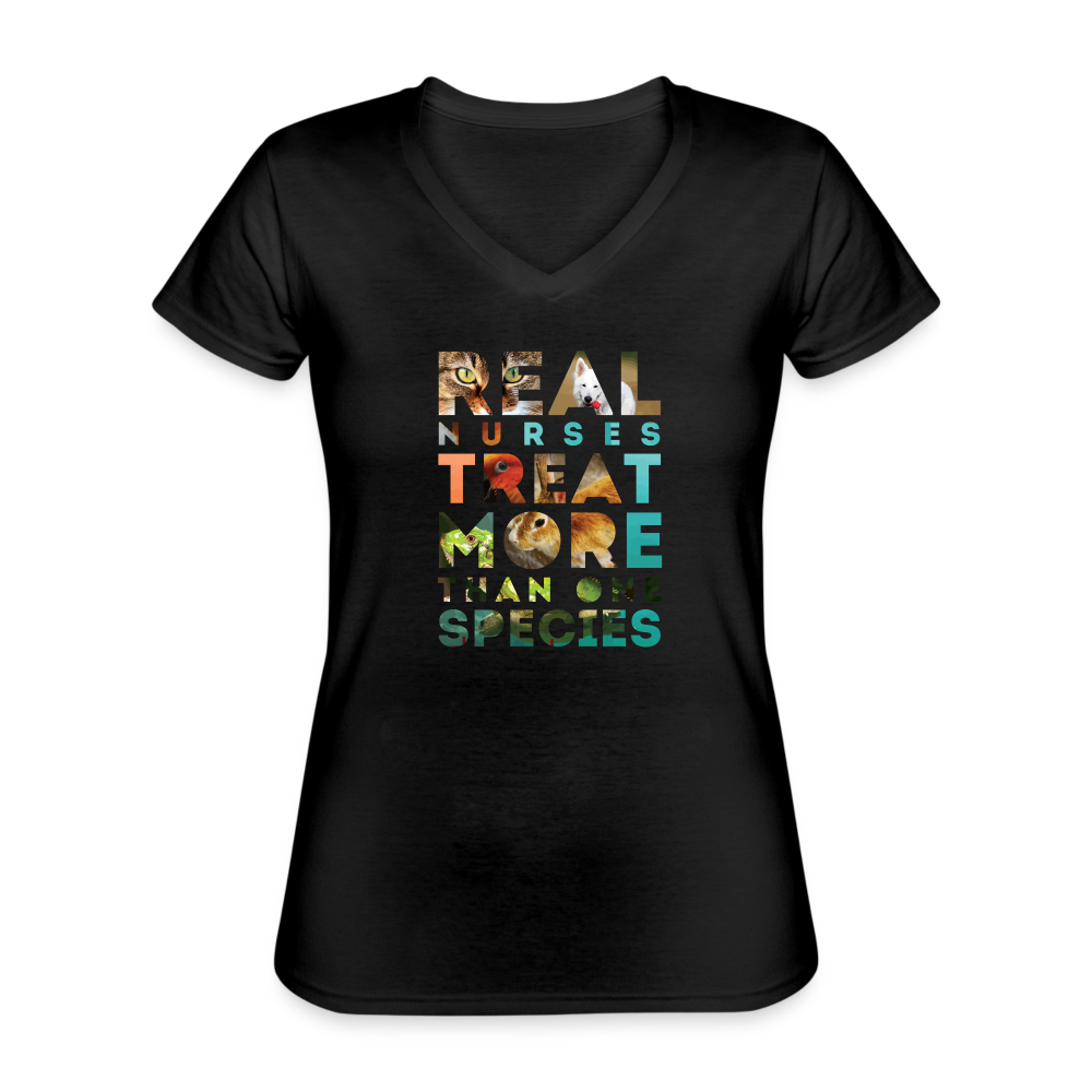 Real Nurses treat more than one species Women's V-Neck T-Shirt-Women's V-Neck T-Shirt | Fruit of the Loom L39VR-Teelime | shirts-hoodies-mugs