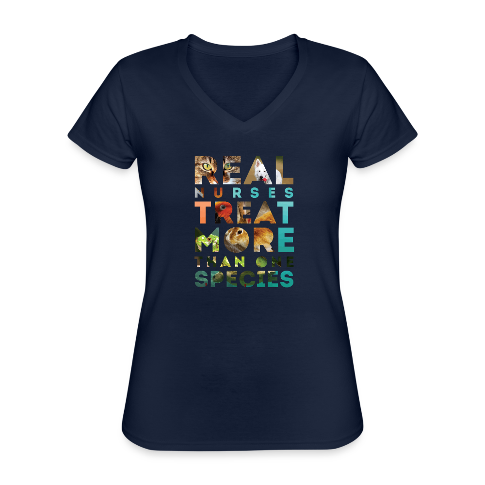 Real Nurses treat more than one species Women's V-Neck T-Shirt-Women's V-Neck T-Shirt | Fruit of the Loom L39VR-Teelime | shirts-hoodies-mugs