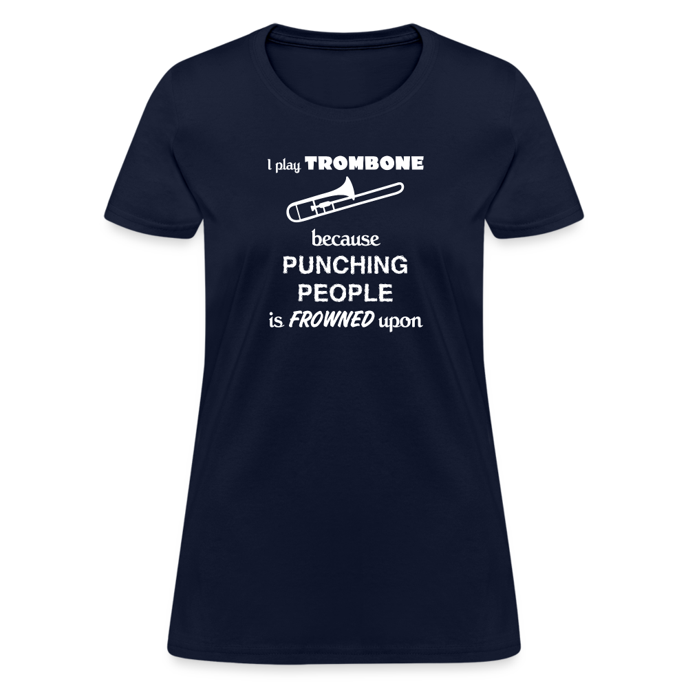 I play Trombone because punching people is frowned upon Women's T-Shirt-Women's T-Shirt | Fruit of the Loom L3930R-Teelime | shirts-hoodies-mugs