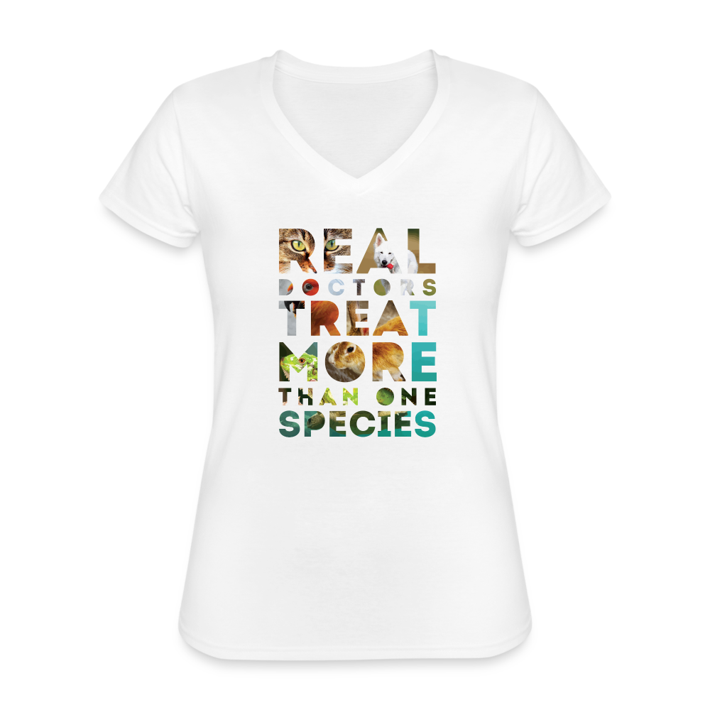 Real Doctors treat more than one species Women's V-Neck T-Shirt-Women's V-Neck T-Shirt | Fruit of the Loom L39VR-Teelime | shirts-hoodies-mugs