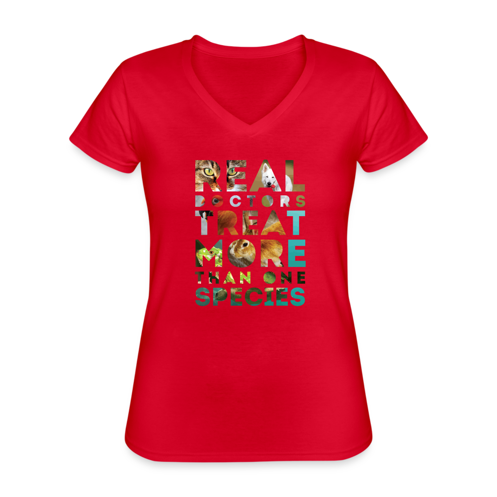 Real Doctors treat more than one species Women's V-Neck T-Shirt-Women's V-Neck T-Shirt | Fruit of the Loom L39VR-Teelime | shirts-hoodies-mugs