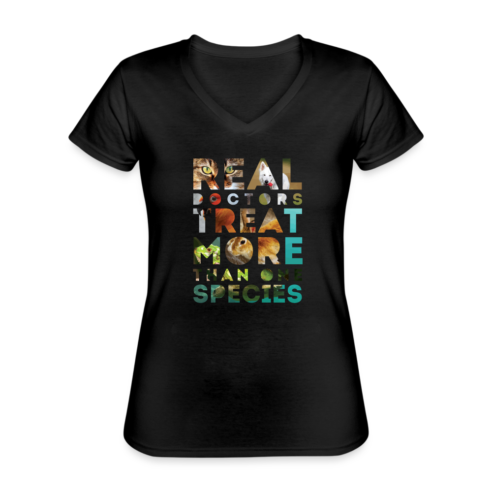 Real Doctors treat more than one species Women's V-Neck T-Shirt-Women's V-Neck T-Shirt | Fruit of the Loom L39VR-Teelime | shirts-hoodies-mugs